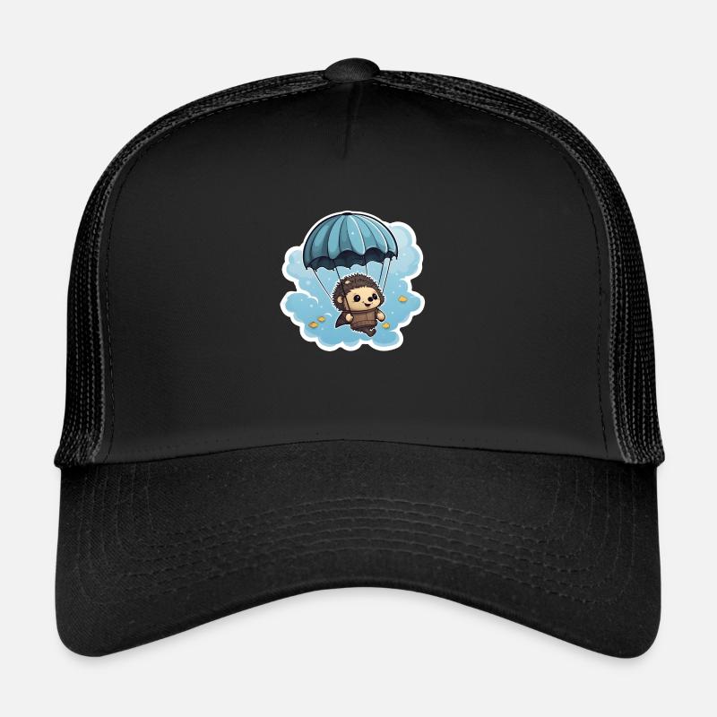 Hedgehog with parachute - Trucker Cap - black/black