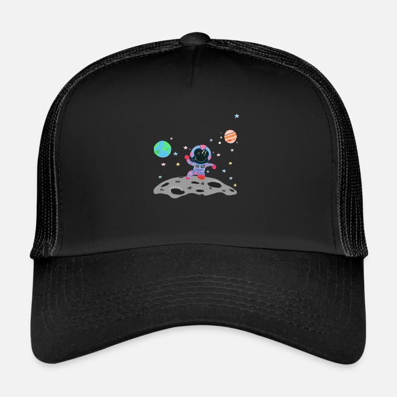 astronaute bleu rose - Casquette trucker  - noir/noir