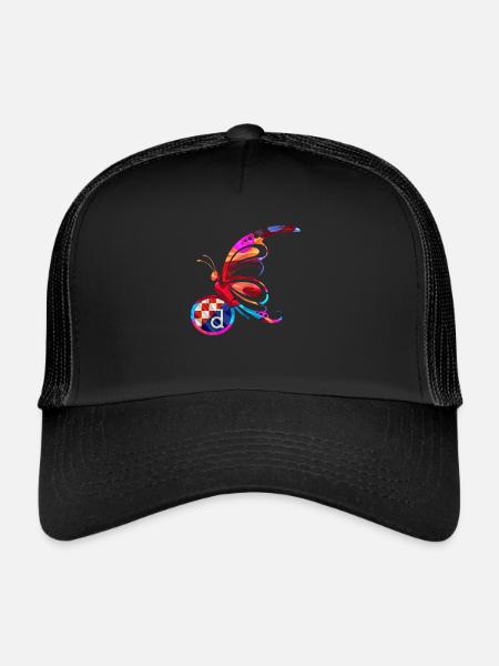 Butterfly Nature Colorful Flag Rainbow Croatia HRV - Trucker Cap - black/black - Front