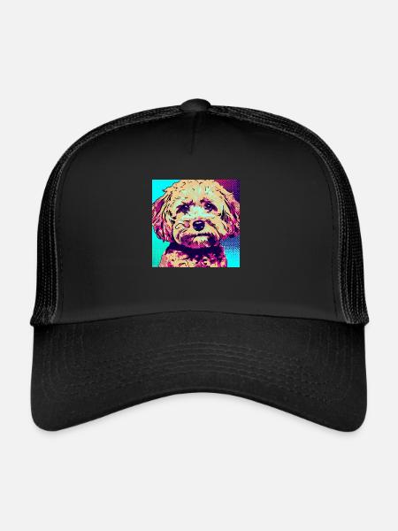 Poodle Cross Pop Art - Trucker Cap - black/black - Front