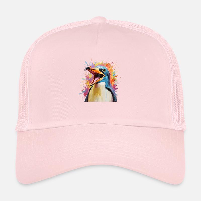 Pingouin dans une tourmente colorée Casquette trucker 