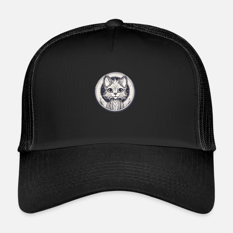 chat - Casquette trucker  - noir/noir
