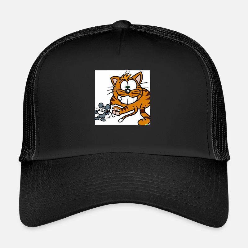 chat et souris - Casquette trucker  - noir/noir