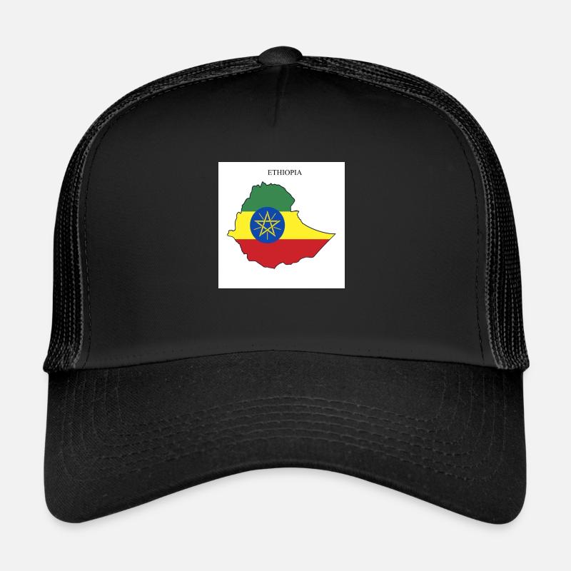 Ethiopia Flag, Map - Trucker Cap - black/black