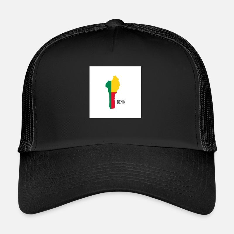 Drapeau du Bénin, Carte - Casquette trucker  - noir/noir