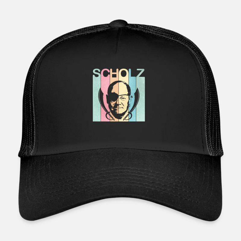 Retro Scholz witzelt Fluch der Karibik - Trucker Cap - Schwarz/Schwarz