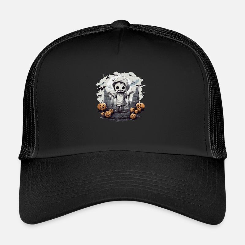 Chibi Skeleton Halloween Shirt - Trucker Cap - black/black