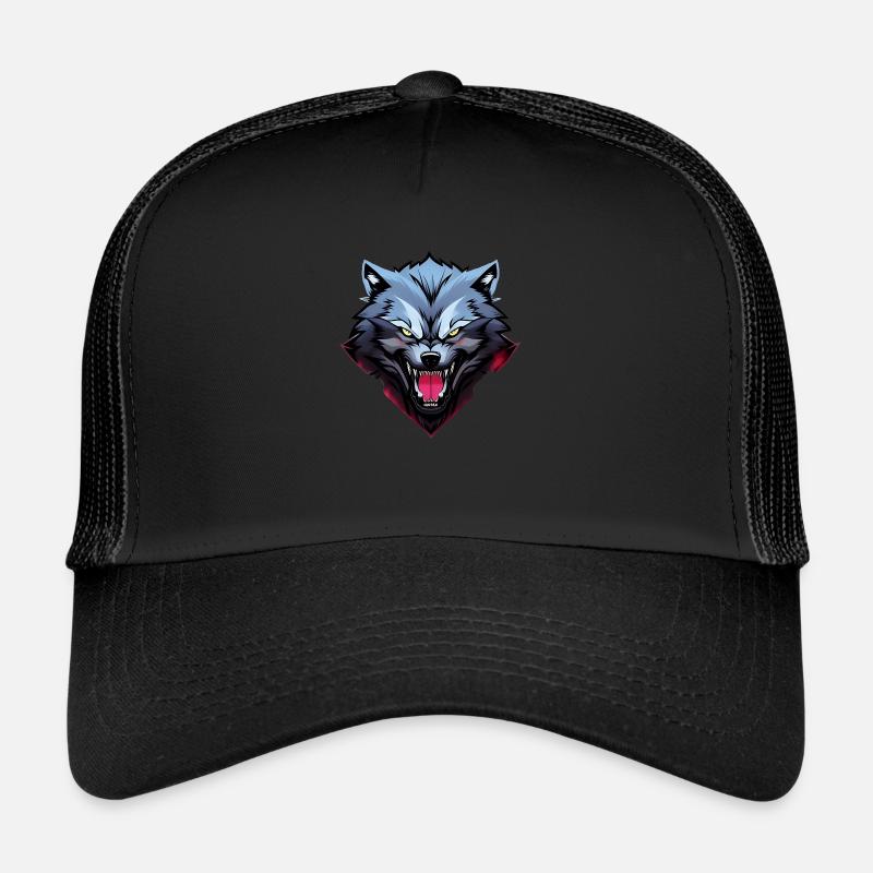 angry wolf Trucker Cap