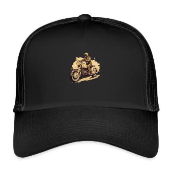 Moto Vintage Motocycliste - Casquette trucker  - noir/noir - Devant