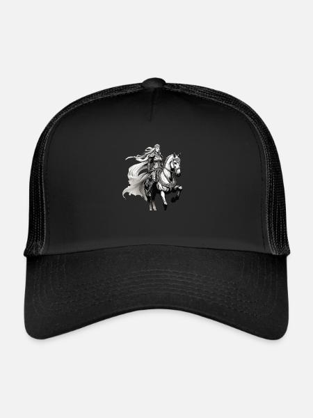 La fière Valkyrie Brunhilde monte à cheval - Casquette trucker  - noir/noir - Devant