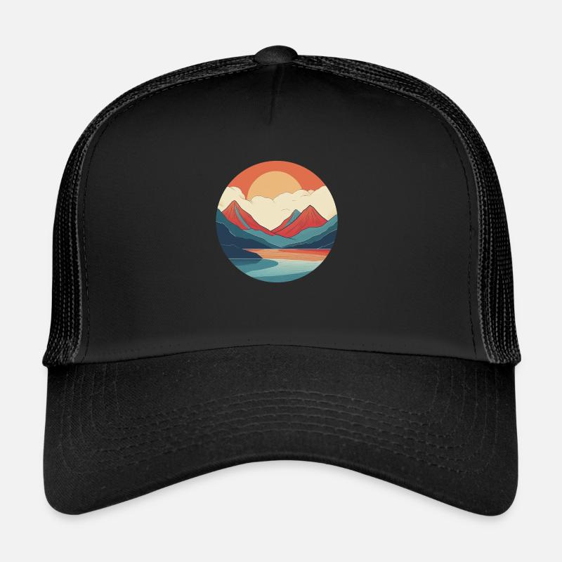 Montagnes avec coucher de soleil Casquette trucker 
