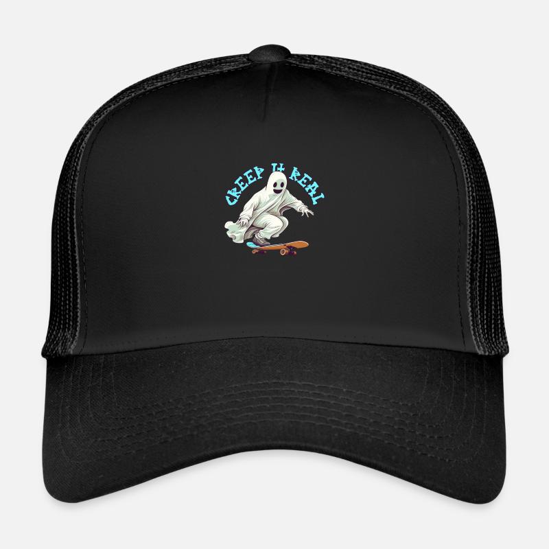 Drôle de fantôme de skateboard avec jeu de mots d’Halloween Casquette trucker 
