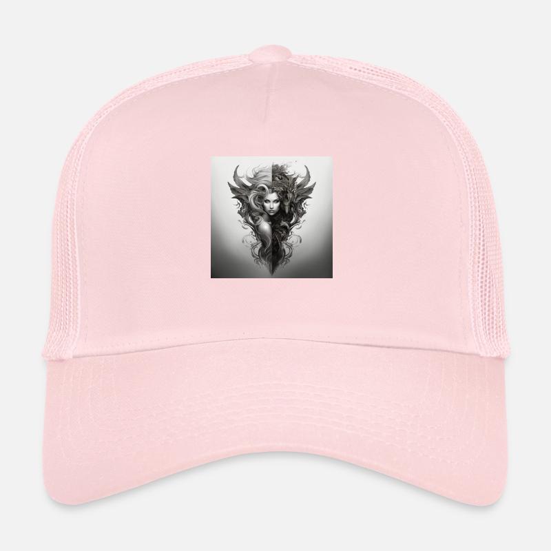 Evil Deity Demon Design White Black Trucker Cap