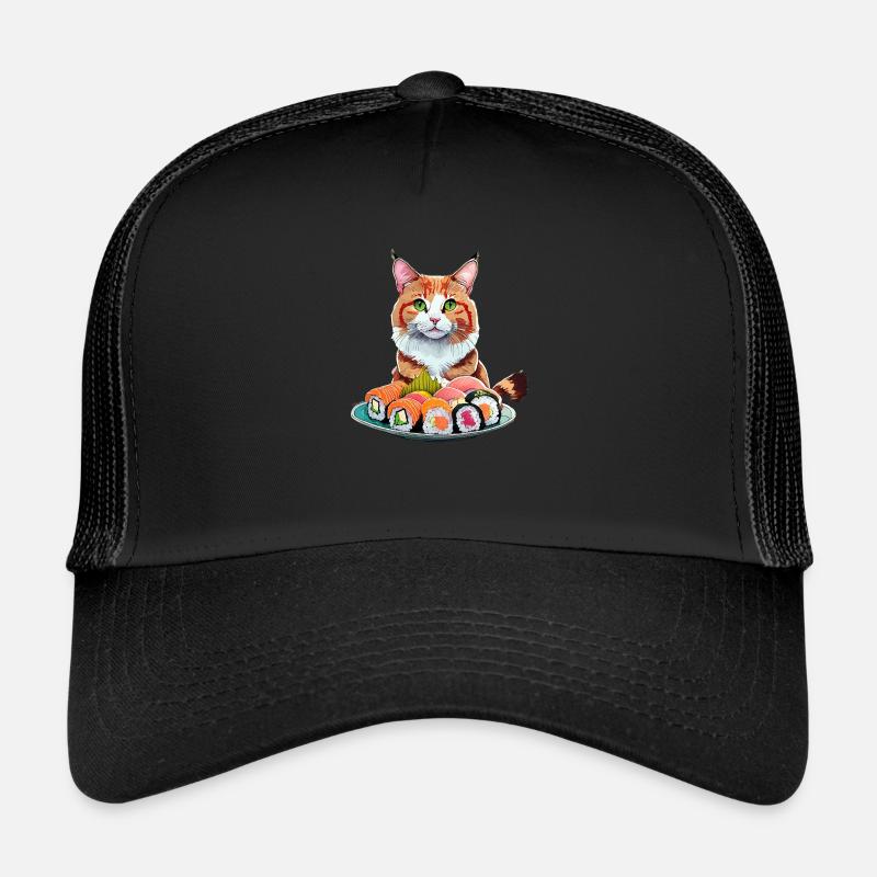 Sushi Katze - Trucker Cap - Schwarz/Schwarz