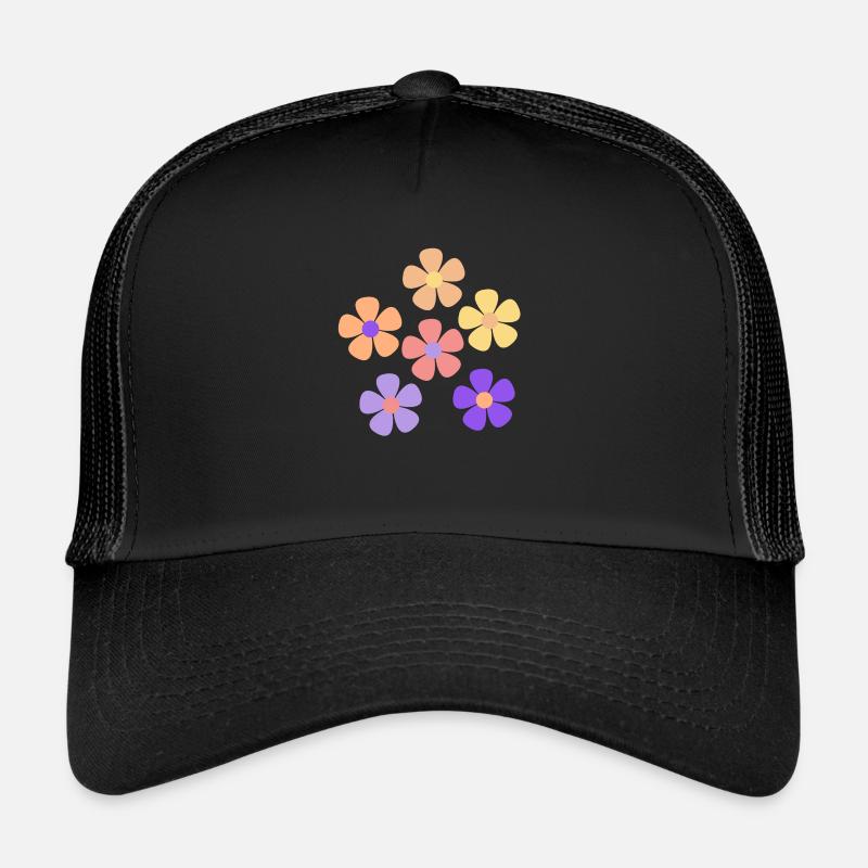 Blumen - Trucker Cap - Schwarz/Schwarz
