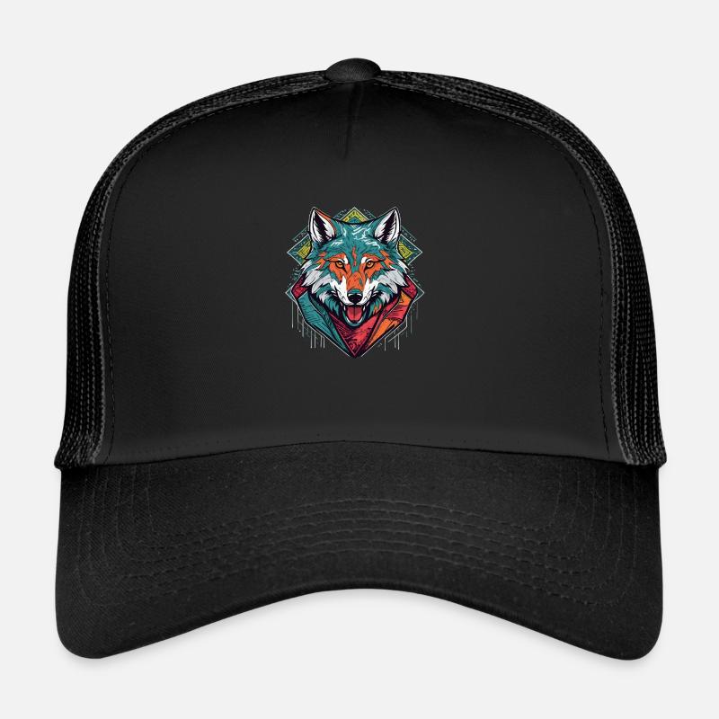 Colourful Wolf Trucker Cap