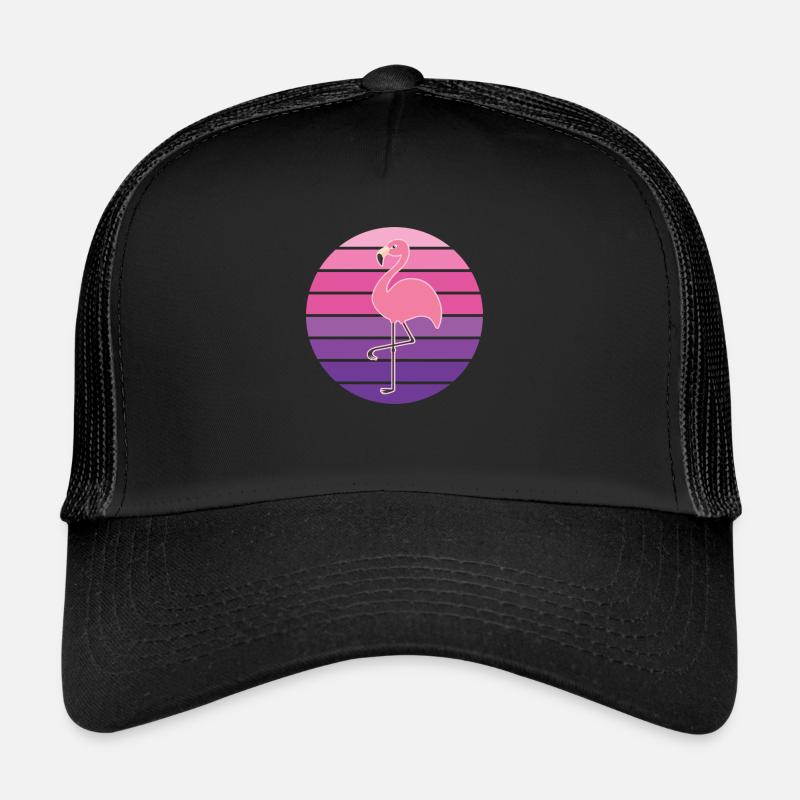 Flamingo Bird Retro Sunset - Trucker Cap - black/black
