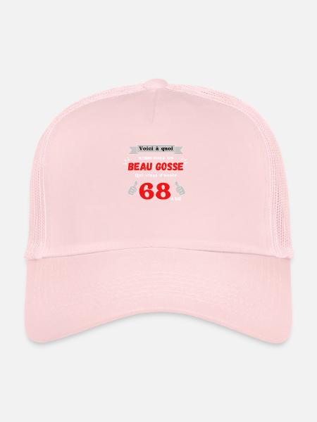 This Looks Like A Handsome 68-Year-Old Kid - Trucker Cap - pale pink - Front