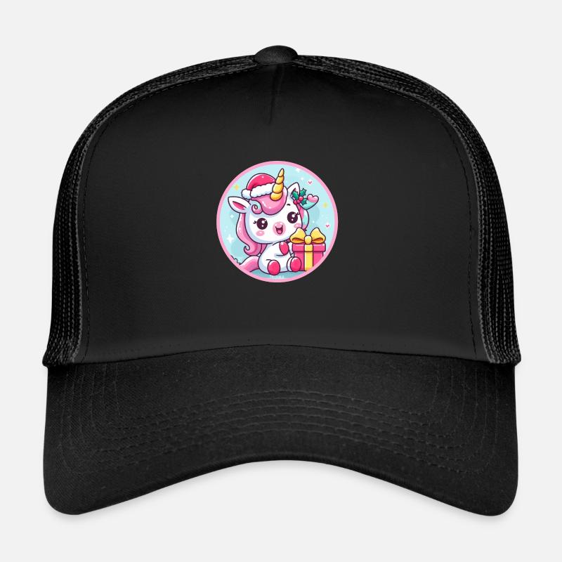 Weihnachtseinhorn mit Geschenk Trucker Cap