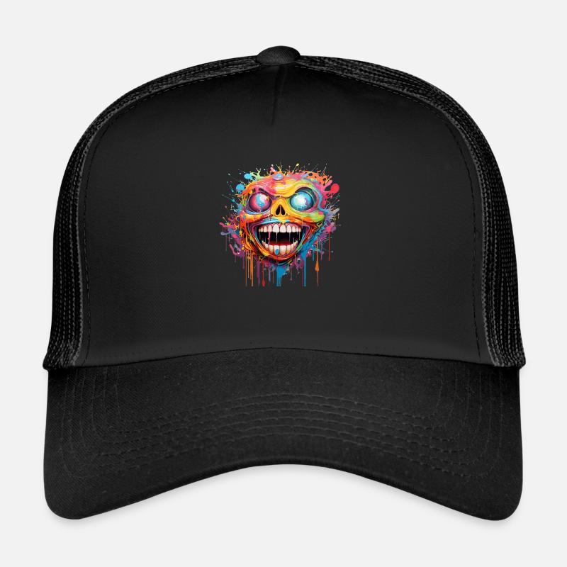 verrückterTotenkopf - Trucker Cap - Schwarz/Schwarz