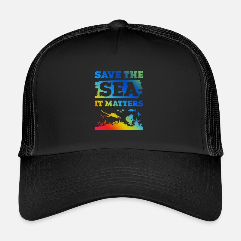 Save the Ocean Saying Trucker Cap