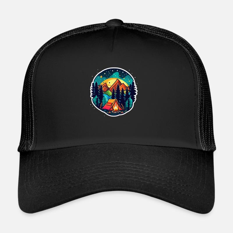 camping, tente et feu de camp Casquette trucker 