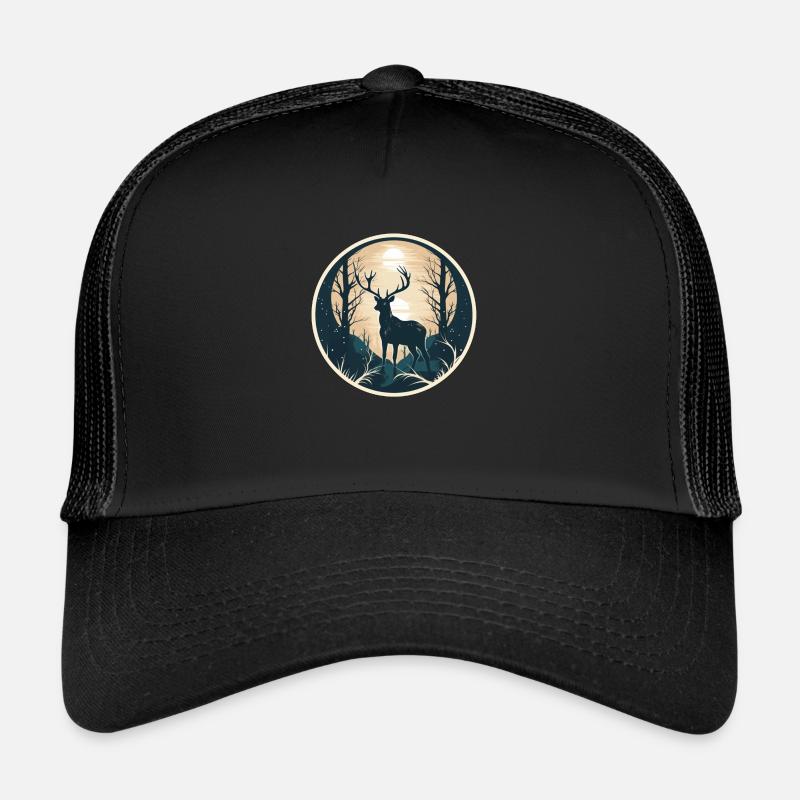 Hirsch Natur - Trucker Cap - Schwarz/Schwarz