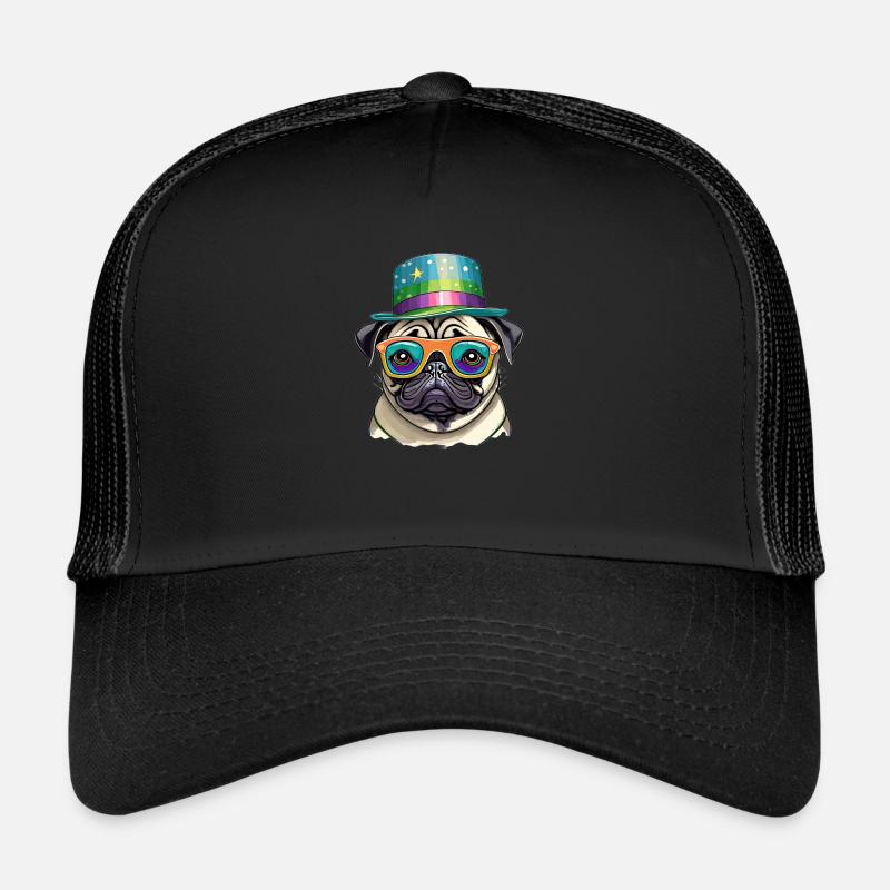 der Verrückte Mops - Trucker Cap - Schwarz/Schwarz
