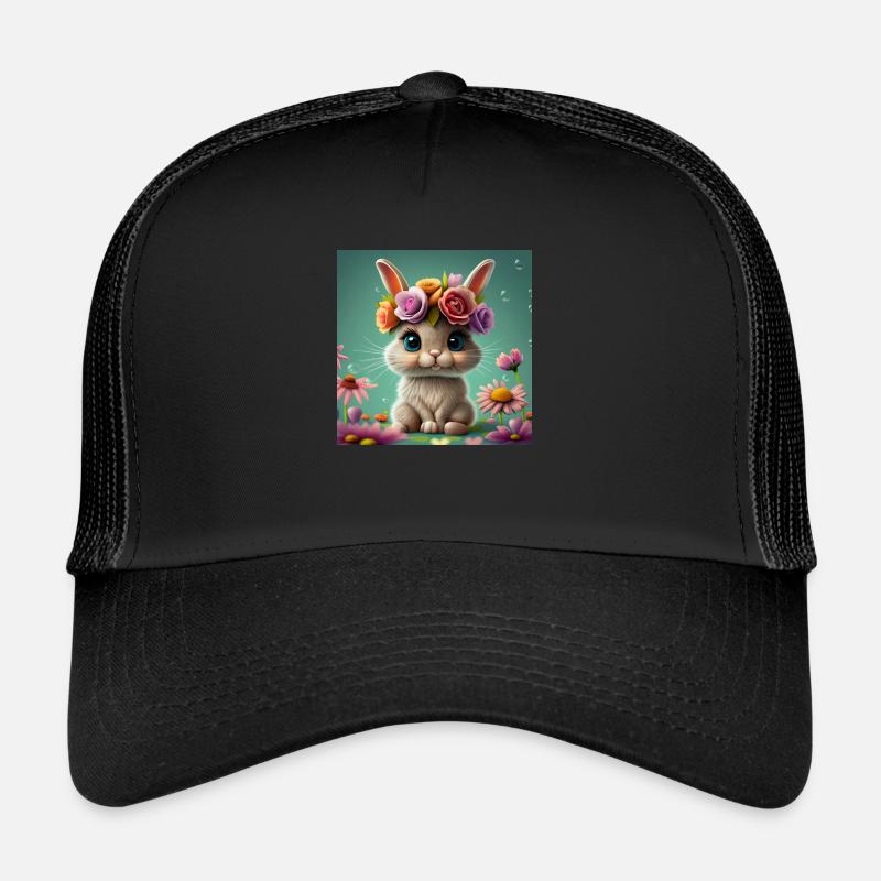 rabbit flowers Trucker Cap