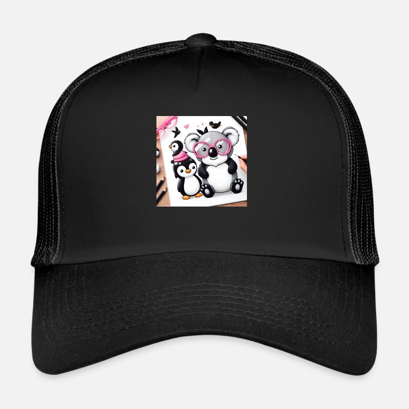 Koala and penguin - Trucker Cap - black/black