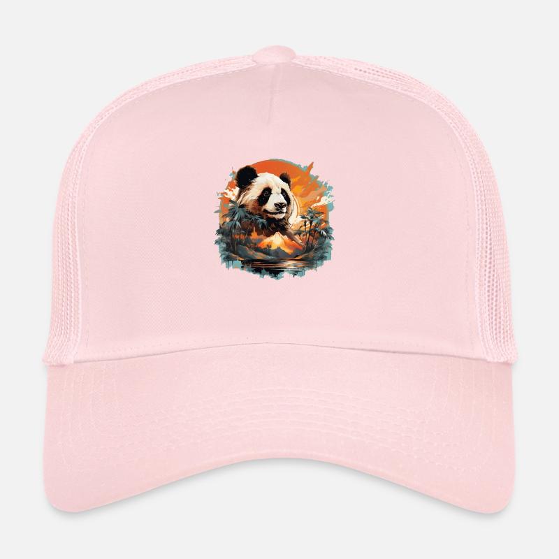 Pandabär mit Berg & Palmen Panda Design Trucker Cap