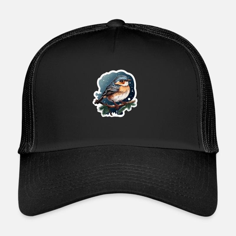 Verträumte Winternacht mit Vogel Trucker Cap