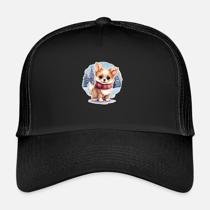 chien mignon dans la neige Casquette trucker 
