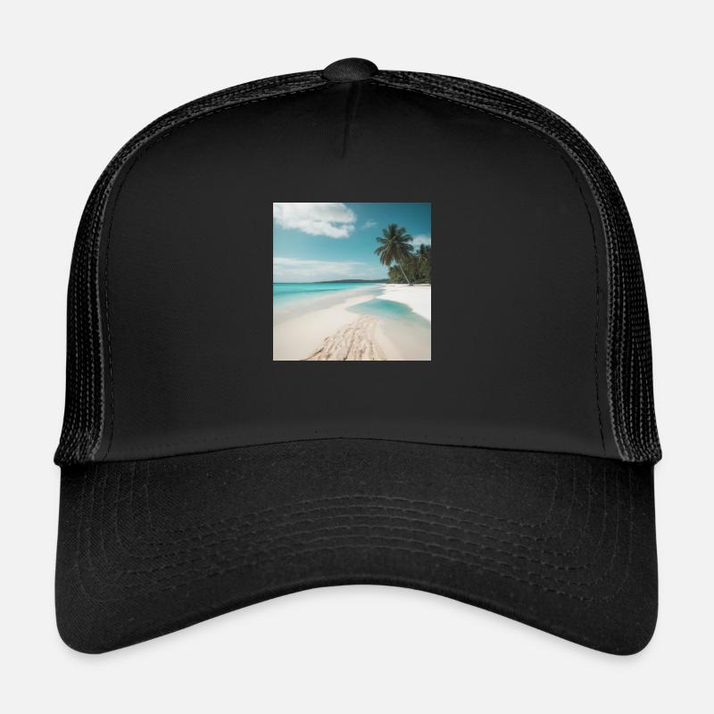 Tropischer Strand - Trucker Cap - Schwarz/Schwarz