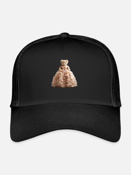 Teddy bear in wedding dress - Trucker Cap - black/black - Front