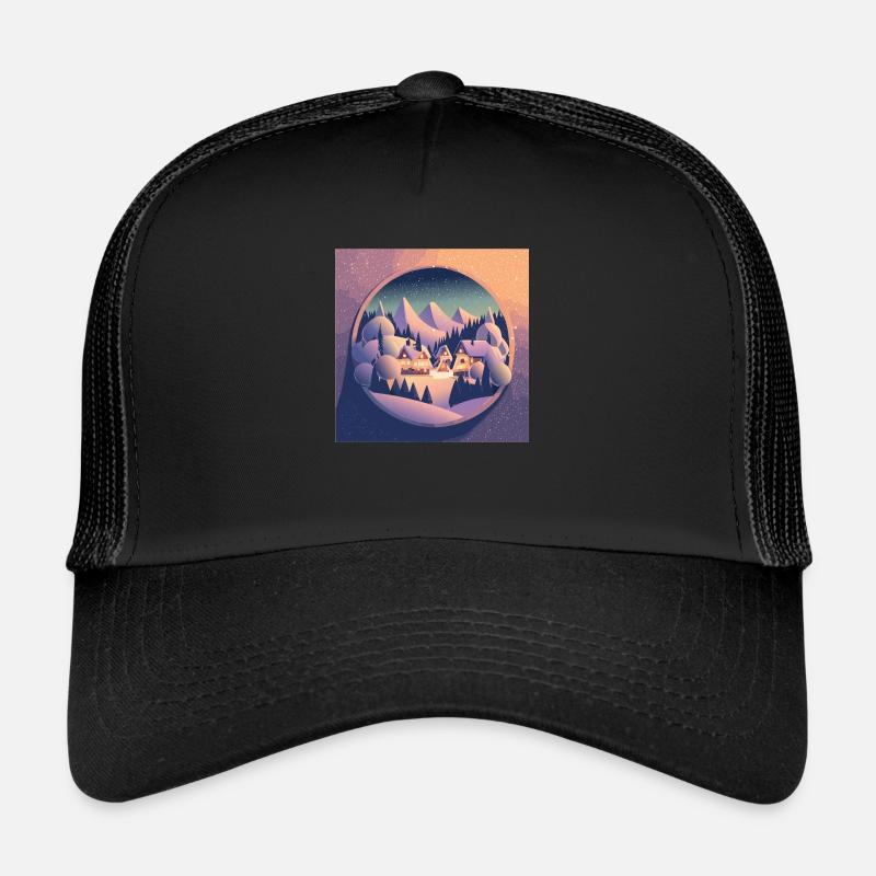 Dorf in Schneekugel Trucker Cap