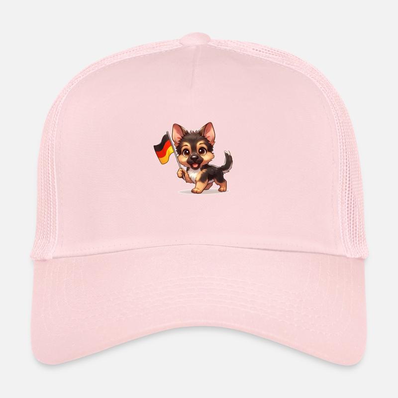 Cute German Shepherd with Germany Flag Trucker Cap