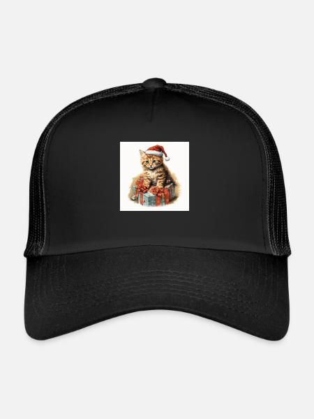 Chaton de Noël 3 - Casquette trucker  - noir/noir - Devant