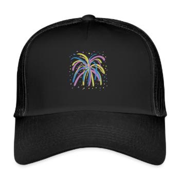 Feuerwerk in schillernden Farben - Trucker Cap - Schwarz/Schwarz - Vorne