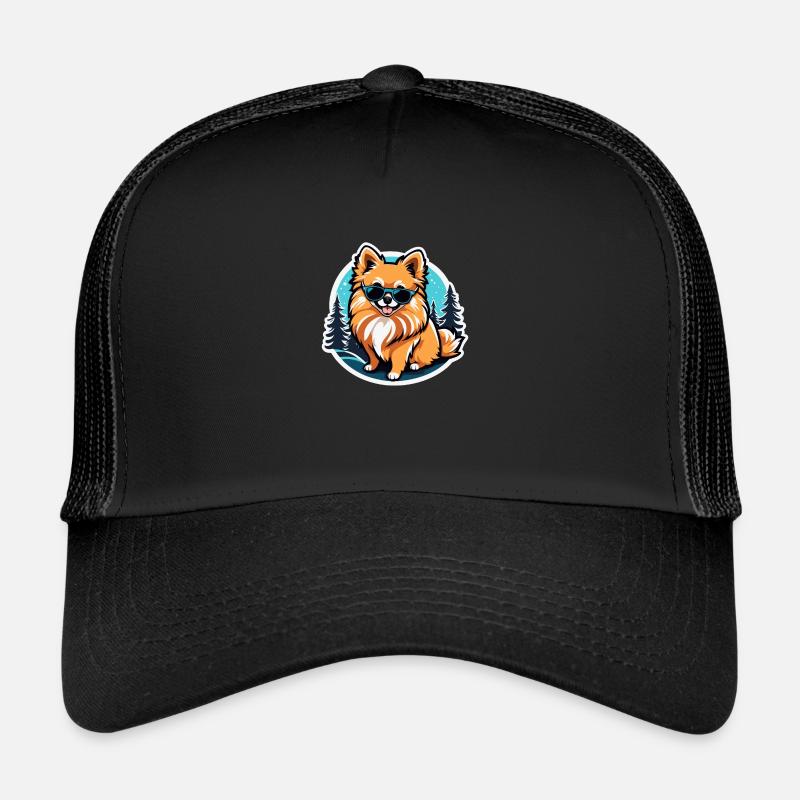 Pomeranian Christmas Drawing Trucker Cap