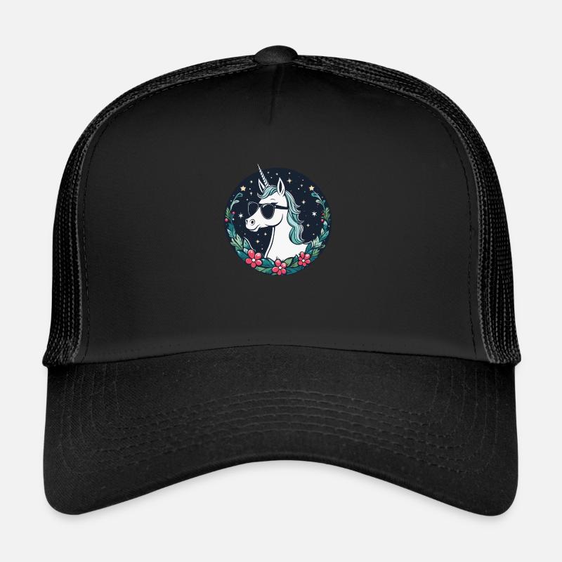 Unicorn Christmas Drawing Trucker Cap