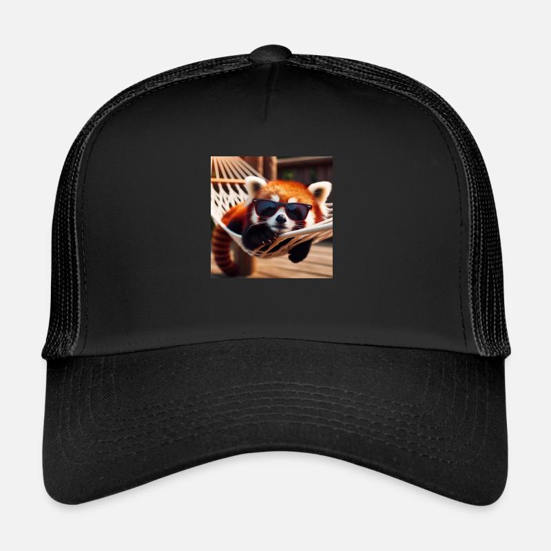 Panda roux avec lunettes de soleil dans un hamac Casquette trucker 