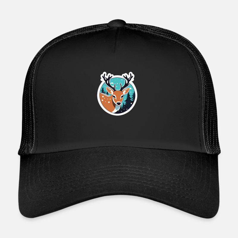 Reindeer Christmas Drawing Trucker Cap