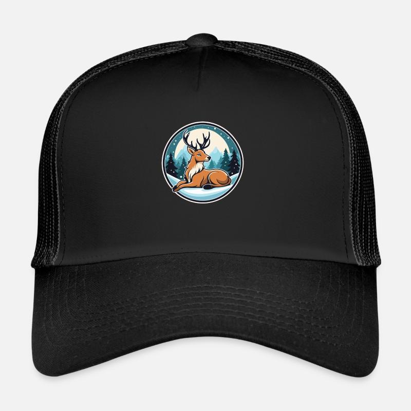 Reindeer Christmas Drawing Trucker Cap