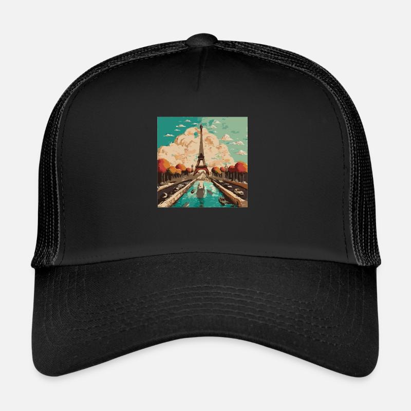 Eiffelturm in Paris - Trucker Cap - Schwarz/Schwarz
