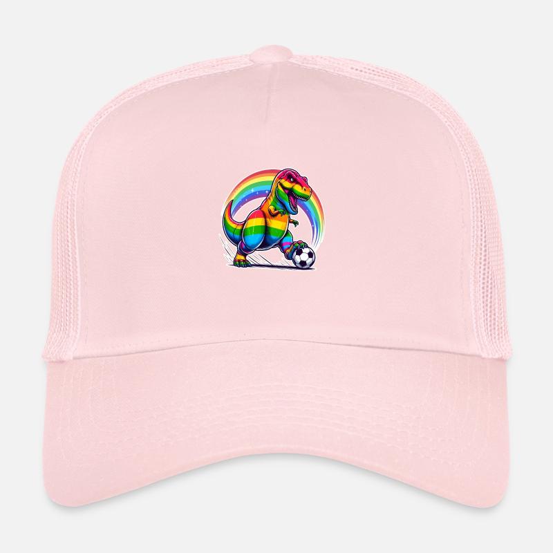 Rainbow Soccer T-Rex Trucker Cap
