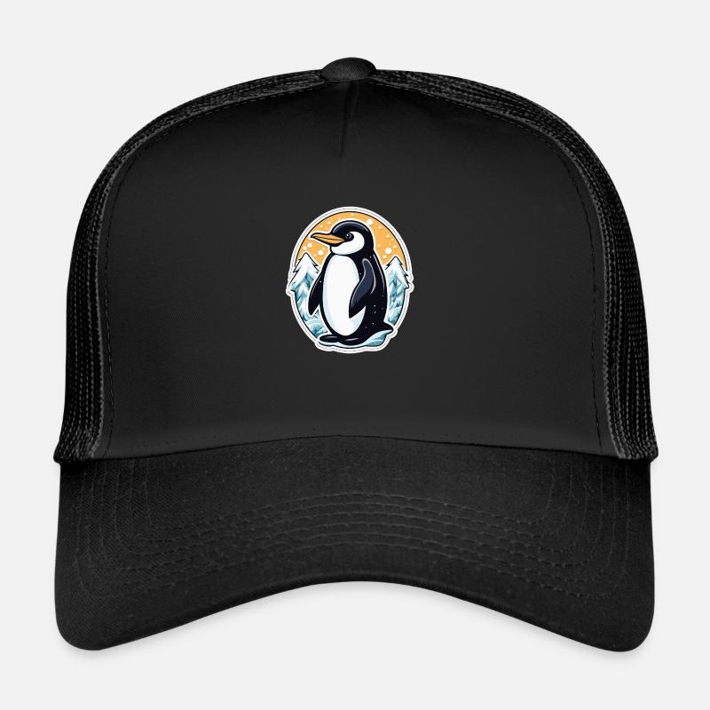 Pinguin Weihnachten Illustration - Trucker Cap - Schwarz/Schwarz