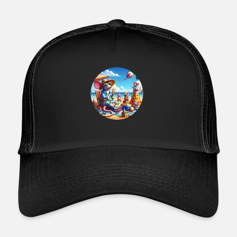 Rats sur la plage - Casquette trucker  - noir/noir