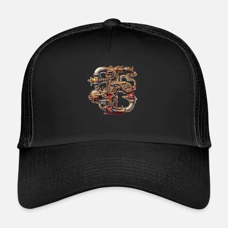 Abstract Futuristic Illustrations Symbols Words Trucker Cap