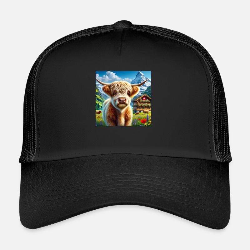 Vache Highland aux cornes majestueuses Casquette trucker 